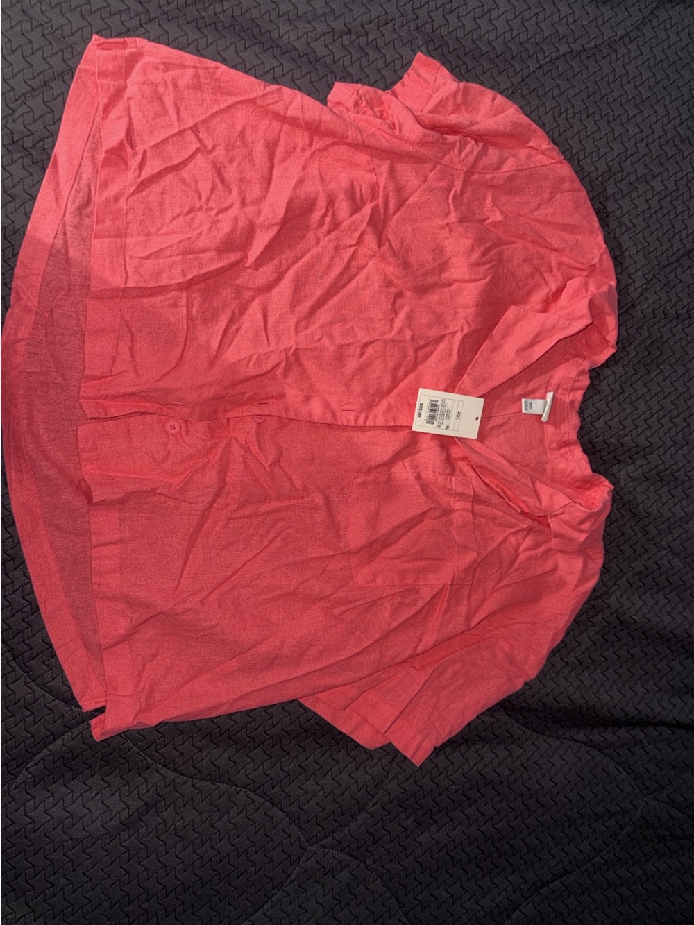 a new day Coral Pink Button-Front Short Sleeve Top